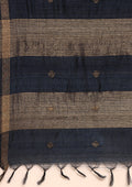 Midnight Blue Thread-Woven Butta Tussar Saree - Taashi