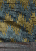 Blue / Green Zigzag Printedtussar Saree - Taashi