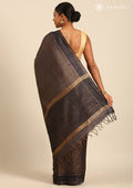 Dark Blue Woven Striped Tussar Saree - Taashi
