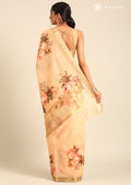 Peach Floral Printed Tussar Saree - Taashi