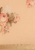 Peach Floral Printed Tussar Saree - Taashi