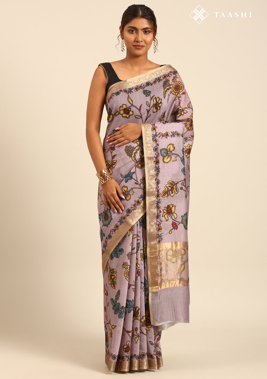 Lavender Kalamkari Tussar Saree