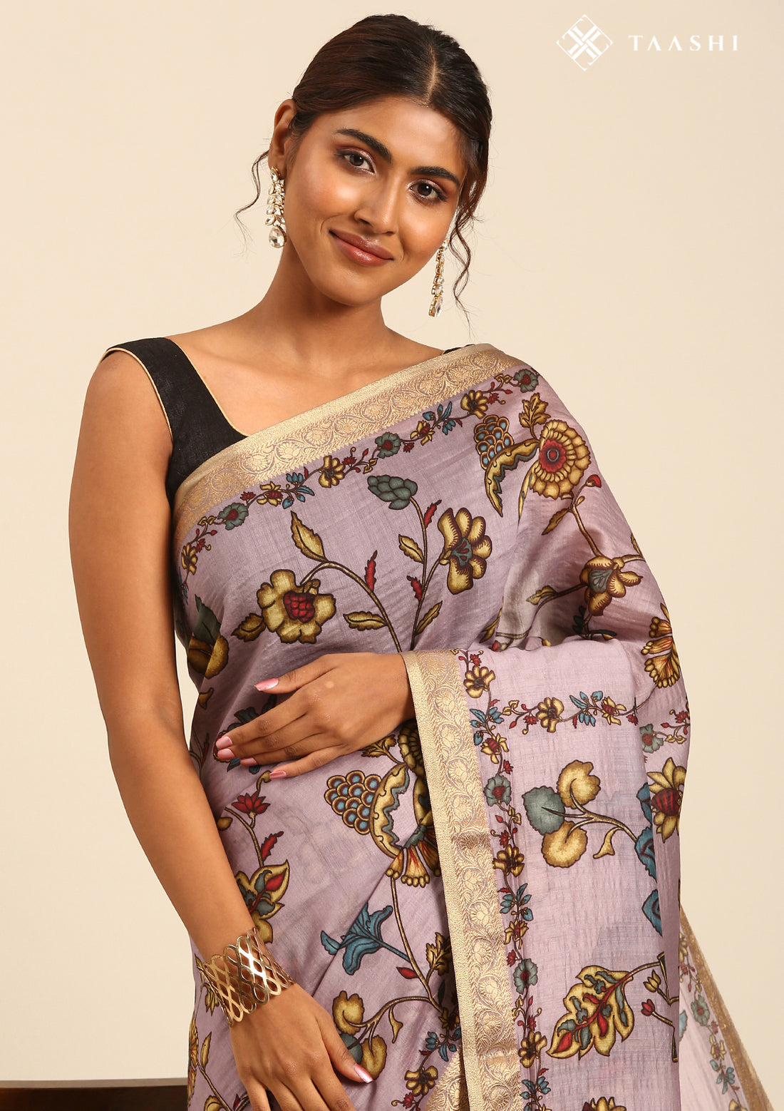 Lavender Kalamkari Tussar Saree