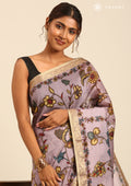 Lavender Kalamkari Tussar Saree - Taashi