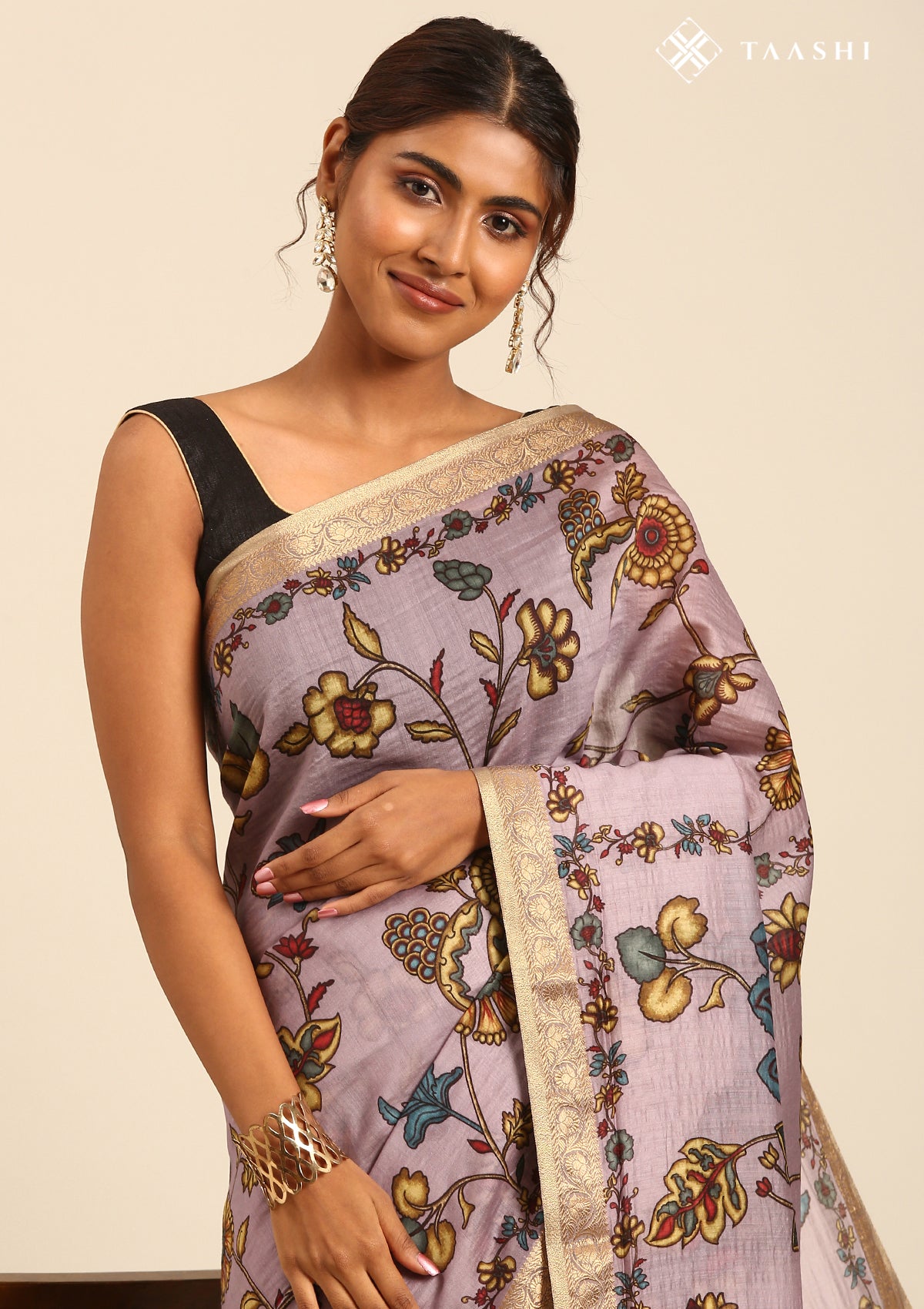 Lavender Kalamkari Tussar Saree