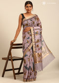 Lavender Kalamkari Tussar Saree - Taashi
