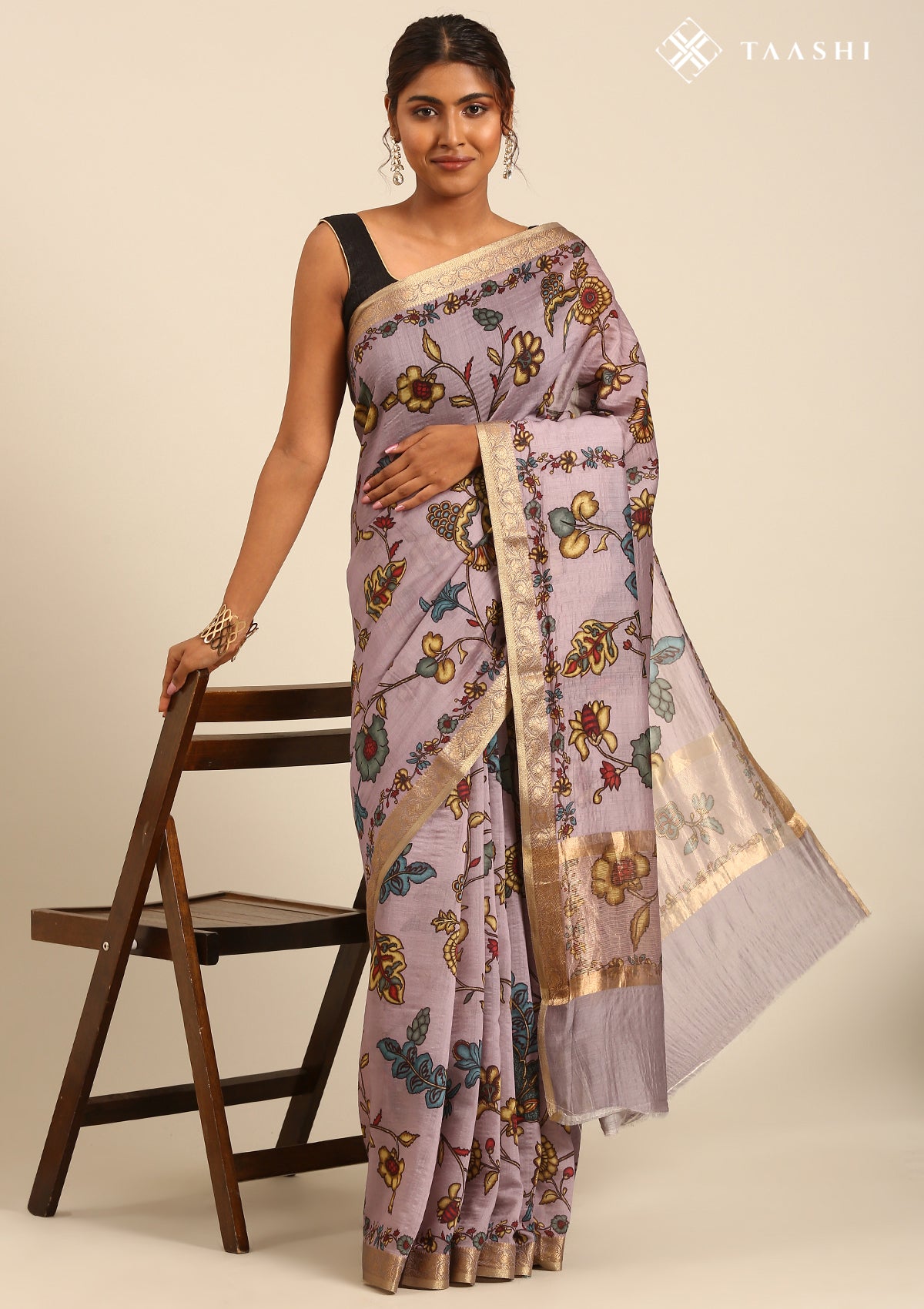 Lavender Kalamkari Tussar Saree