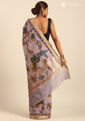 Lavender Kalamkari Tussar Saree - Taashi