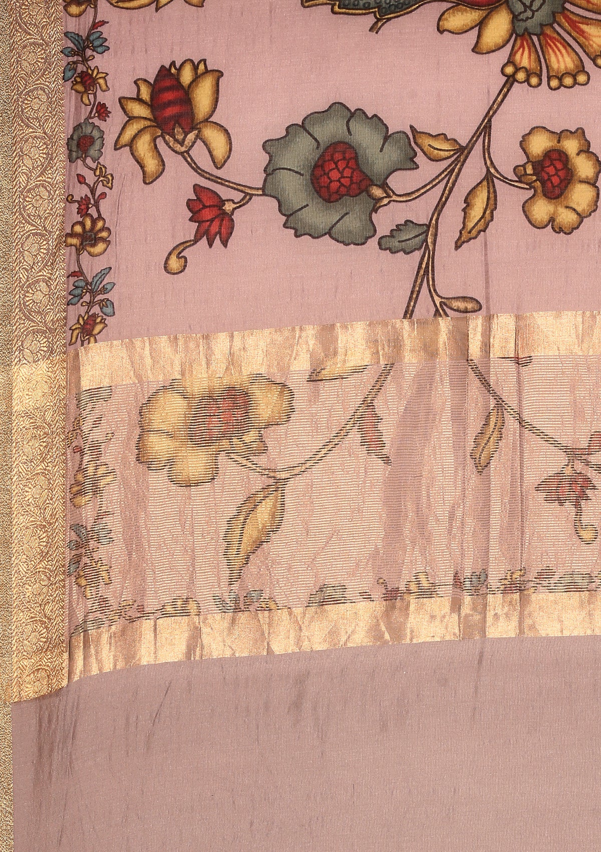 Lavender Kalamkari Tussar Saree