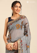 Grey Kalamkari Tussar Saree - Taashi