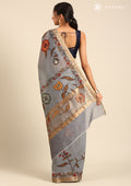 Grey Kalamkari Tussar Saree - Taashi