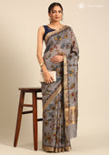 Grey Kalamkari Tussar Saree - Taashi