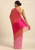 Zari Striped Dark Pink And Pink Tussar Saree - Taashi