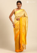 Zari Striped Yellow Tussar Saree - Taashi
