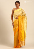 Zari Striped Yellow Tussar Saree - Taashi