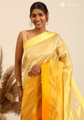 Zari Striped Yellow Tussar Saree - Taashi