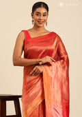 Red And Golden Striped Party Wear Tussar SareeÂ  - Taashi