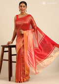 Red And Golden Striped Party Wear Tussar SareeÂ  - Taashi