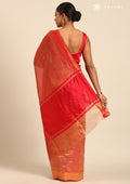 Red And Golden Striped Party Wear Tussar SareeÂ  - Taashi