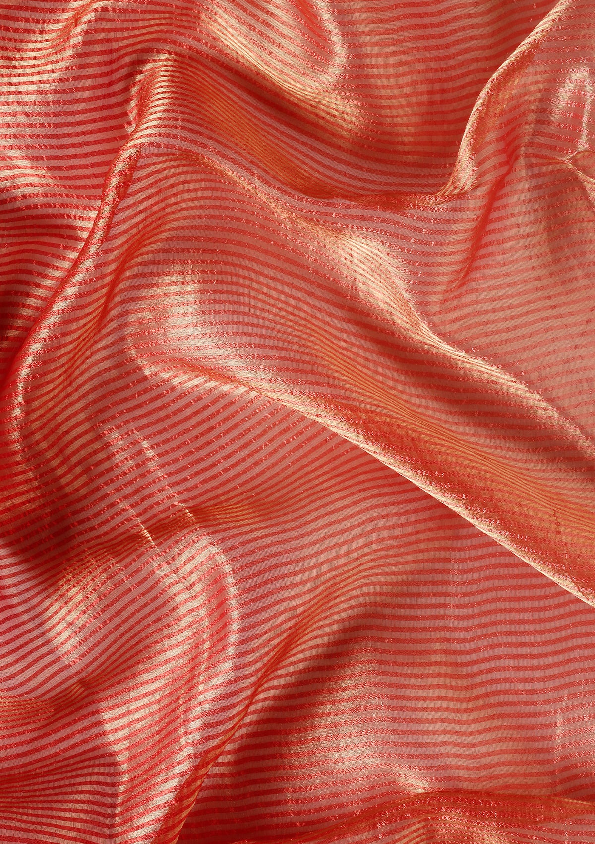 Red And Golden Striped Party Wear Tussar SareeÂ  - Taashi