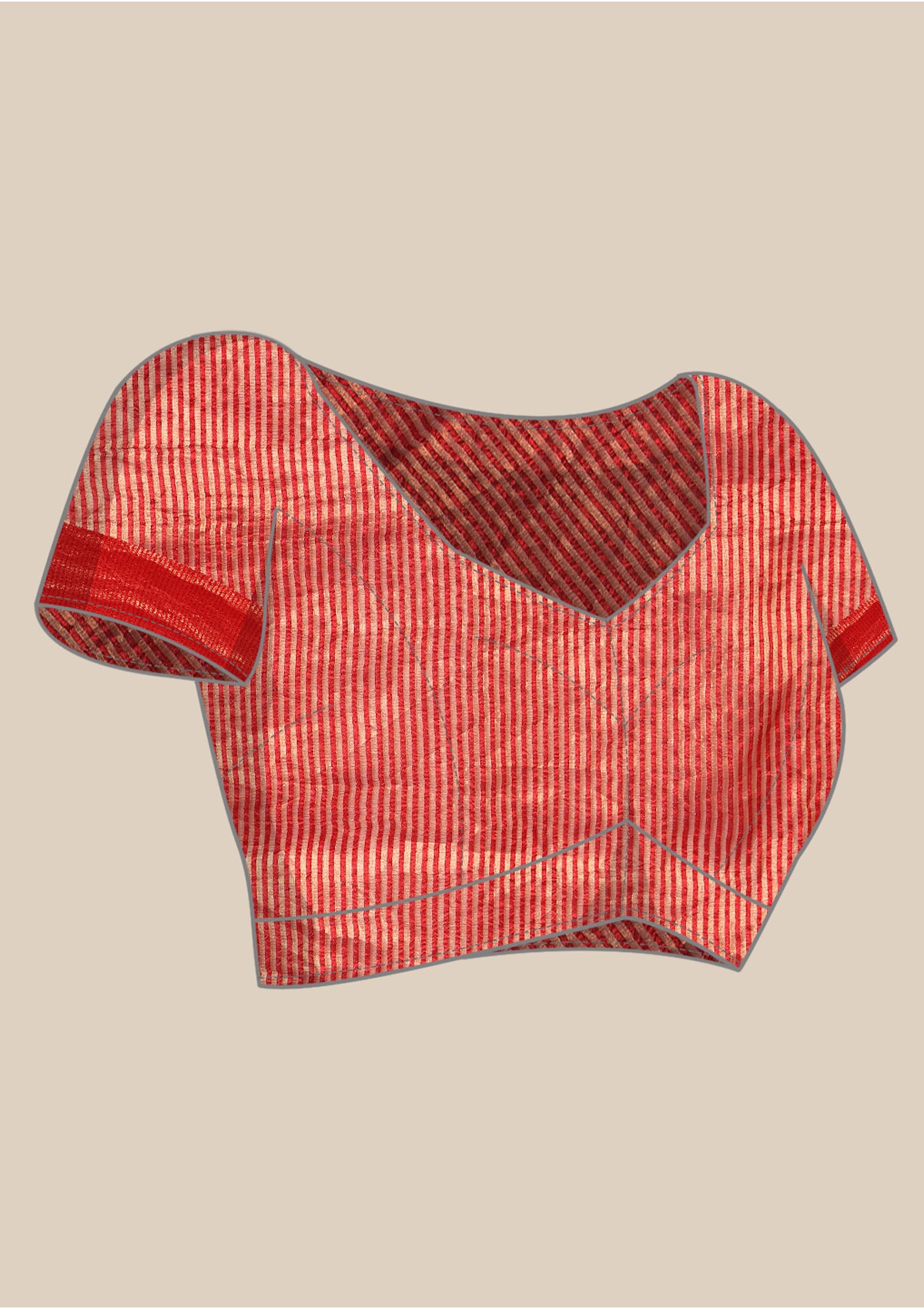 Red And Golden Striped Party Wear Tussar SareeÂ  - Taashi