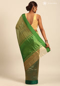 Dark Green, Dark Blue And Golden Striped Party Wear Tussar SareeÂ  - Taashi
