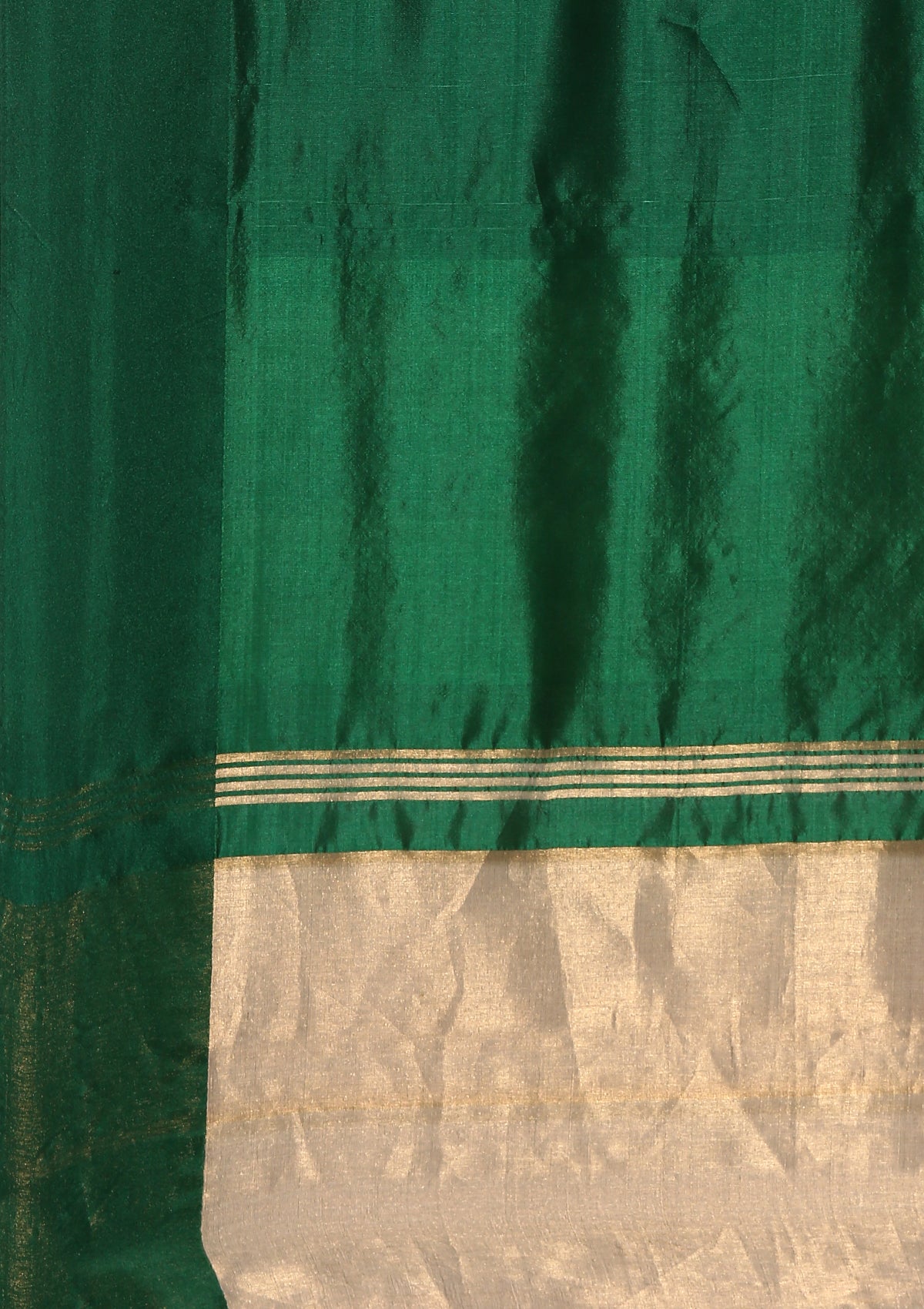 Dark Green, Dark Blue And Golden Striped Party Wear Tussar SareeÂ  - Taashi