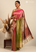 Zari Striped Multicolor Tussar Saree - Taashi