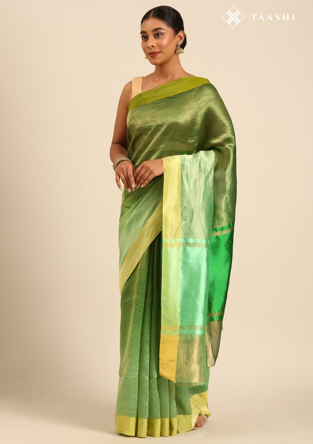 Green Ombre Pure Tissue Woven Saree
