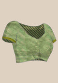 Zari Striped Green And Green Tussar Saree - Taashi