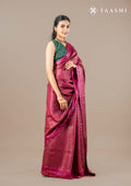 Dark Pink Woven Striped Tussar Saree - Taashi