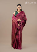 Dark Pink Woven Striped Tussar Saree - Taashi