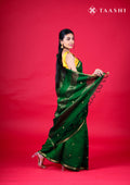 Green Thread-Woven Butta Tussar Saree - Taashi