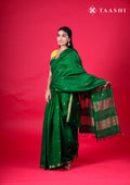 Green Thread-Woven Butta Tussar Saree - Taashi
