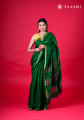 Green Thread-Woven Butta Tussar Saree - Taashi