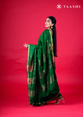 Green Thread-Woven Butta Tussar Saree - Taashi