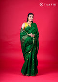 Green Thread-Woven Butta Tussar Saree - Taashi