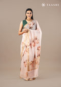 Lavender Floral Printed Tussar Saree - Taashi