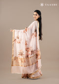 Lavender Floral Printed Tussar Saree - Taashi