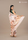 Lavender Floral Printed Tussar Saree - Taashi