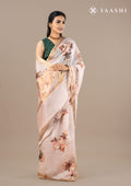 Lavender Floral Printed Tussar Saree - Taashi