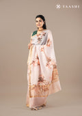 Lavender Floral Printed Tussar Saree - Taashi