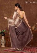 Brown Box Pattern Printed Chanderi Saree - Taashi