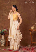 Cream Color Floral EmbroideRed Tussar Saree - Taashi