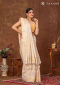Cream Color Floral EmbroideRed Tussar Saree - Taashi