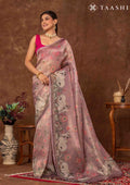 Dusty Pink Pichwai Painting InspiRed Printed Tissue Organza Saree - Taashi