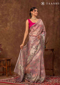 Dusty Pink Pichwai Painting InspiRed Printed Tissue Organza Saree - Taashi