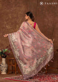 Dusty Pink Pichwai Painting InspiRed Printed Tissue Organza Saree - Taashi