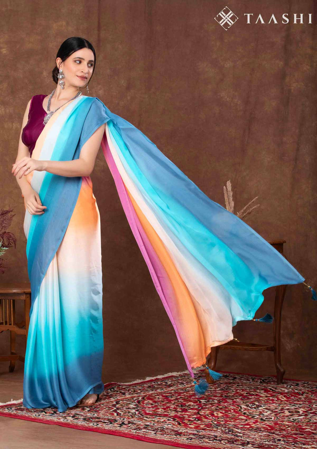 Multicolour Contemporary Woven Crepe Saree