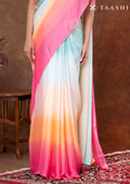 Ombre Blended Colors Crepe Saree - Taashi